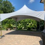 15x15 high peak marquee tent on patio