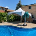 15x15 high peak marquee tent on patio