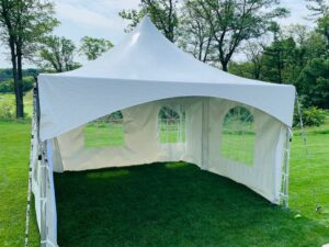 15x15 high peak marquee tent with french window walls