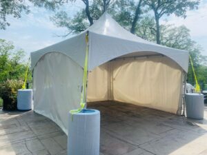 15x15 high peak marquee tent with plain white walls