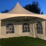 15x15 high peak marquee tent with window walls
