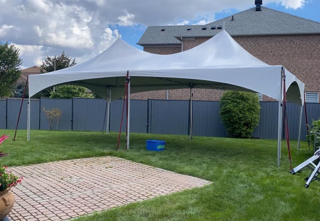 15x30 high peak marquee tent on grass without sides