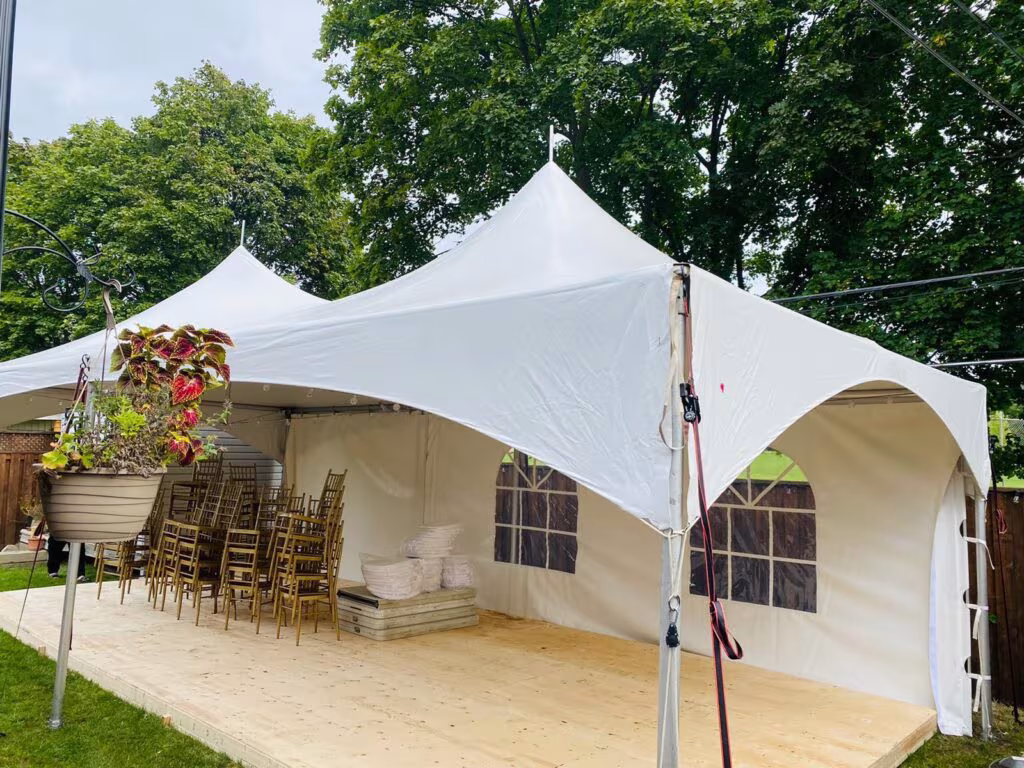 15x30 high peak marquee tent with back wall