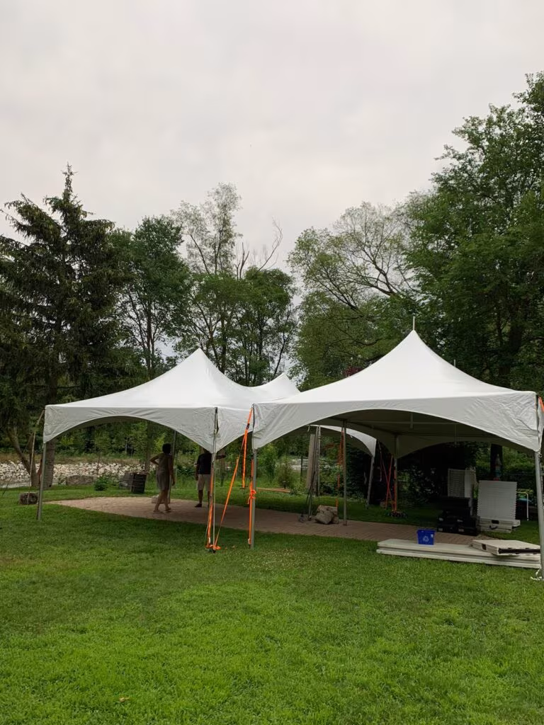 2 15x30 high peak marquee tent - side by side
