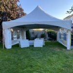 20x20 high peak marquee tent with french window walls