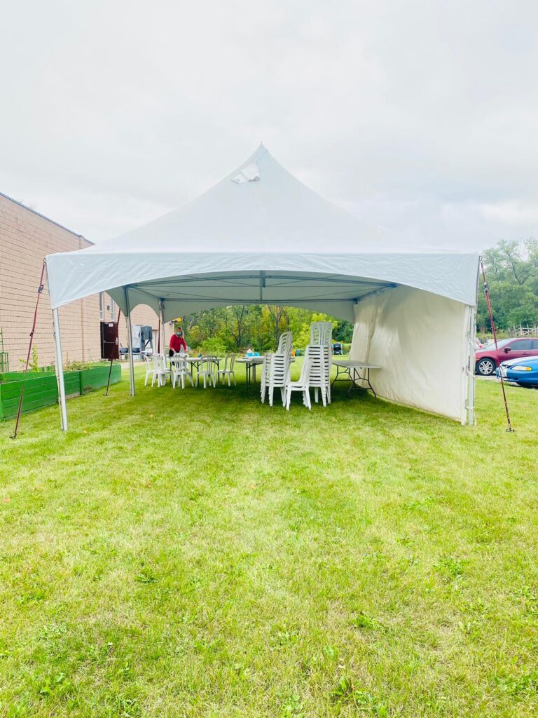 20x30 high peak marquee tent on grass in Mississauga 2