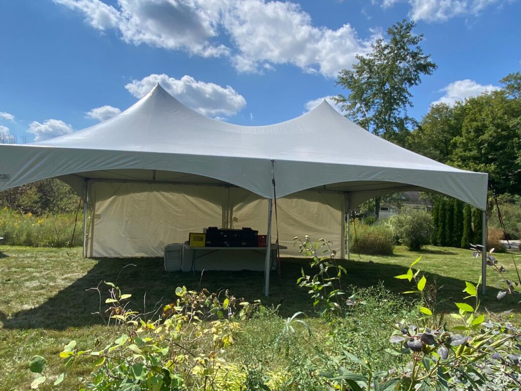 20x30 high peak marquee tent with plain white walls