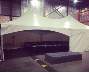 20x30 high peak tent with walls - indoors