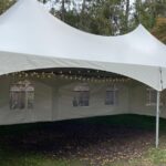 20x40 high peak marquee tent with french window walls and globe lights 2
