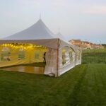 20x40 high peak marquee tent with french window walls & lights