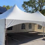 20x40 high peak marquee tent with french window walls on parking lot