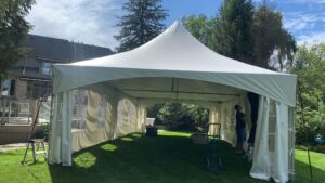 20x40 high peak marquee tent with window walls