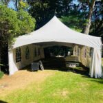 20x40 high peak marquee tent with window walls - front view