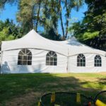 20x40 high peak marquee tent with window walls - side view