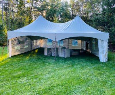 30x40 high peak marquee tent with french window walls