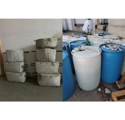Set up on concrete (Weights or Water barrel)